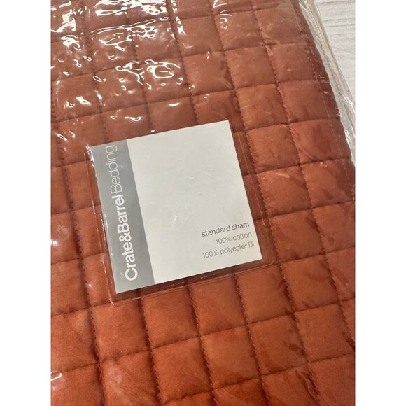 Crate and Barrel Bedding Standard Quilted Sham Plaza Copper New In Packaging - Picture 2 of 4
